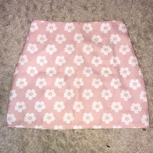 shein zip back pink floral skirt